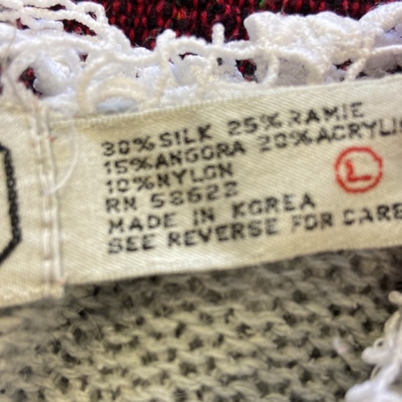 Vintage WESTERN CONNECTION | Silk Angora blend Cardigan size L Gray/White - Picture 10 of 13